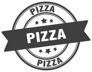 pizza stamp. pizza label on transparent background. round sign