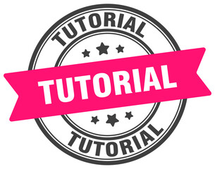 tutorial stamp. tutorial label on transparent background. round sign