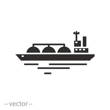 gas or diesel delivery icon, oil tanker, fuel cisterns logistic, flat symbol on white background - vector illustration