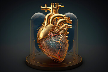 Artificial organ transplantation, heart. Modern medical technologies. AI generated.