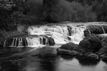 Beautiful Dougan Falls on Washougal River, Washington, captured at in spring time
