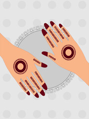 Floral Henna Mehndi Vector Hand Illustration Design, Henna Hands Vector, henna hands Mehndi hands template banner background design	
