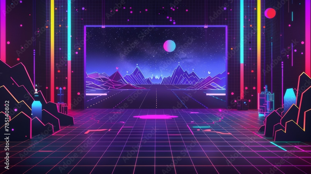 Poster graphic template set with abstract gradient borders in 90s and 2000s aesthetic style with holographi