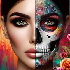 Floral Skull Symmetry: Beauty in Integration