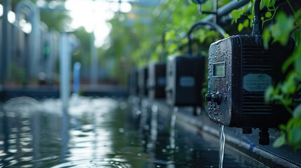 Smart metering system monitoring water usage in real-time - obrazy, fototapety, plakaty