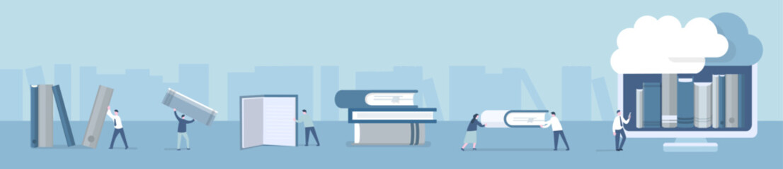 cloud computing with books concept background illustration	
