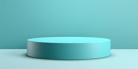 Cyan minimal background with cylinder pedestal podium for product display presentation mock up in 3d rendering illustration vector design