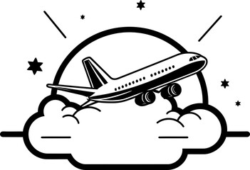 Doodle Glide Playful Flying Symbol Sketchy Soaring Whimsical Plane Logo
