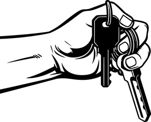 Key Touch Hand and Key Emblem Secure Hold Handheld Access Logo