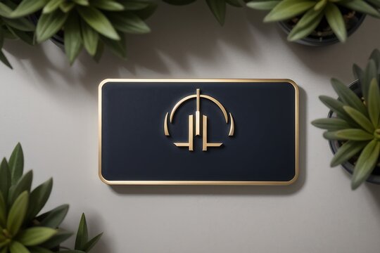 the logo for an audio recording studio with plant on table