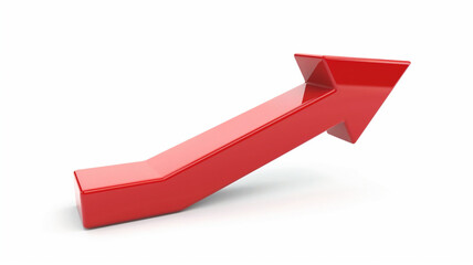 Big real red arrow icon for presentation or slide show. pointing up for growth or increase or boost. Natural white background