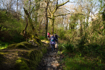 Randonneurs sur un sentier en Bretagne - France