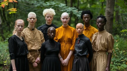 Fashionably Diverse Group in Natural Setting Exuding Unity and Style