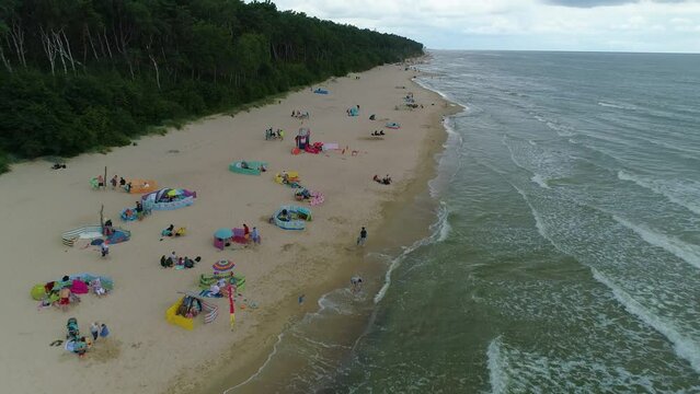 Beach Baltic Sea Lukecin Plaza Morze Baltyckiea Aerial View Poland