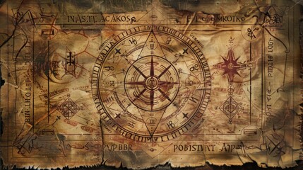 Fototapeta na wymiar Ancient Numerology Chart on Parchment with Life Paths