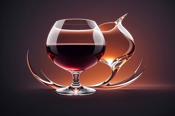 AI generated illustration of a glass of wine on a table
