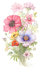 PNG Flower bouquet painting pattern petal. AI generated Image by rawpixel.