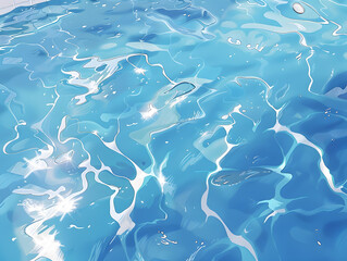 爽やかなプールの水面のイラスト背景 - obrazy, fototapety, plakaty