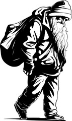 Sleepy Claus Weighted Sack Icon Tired Saint Nick Bag Bearing Emblem