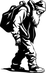 Santas Strain Laden Shoulder Symbol Overworked Father Christmas Shoulder Toting Logo