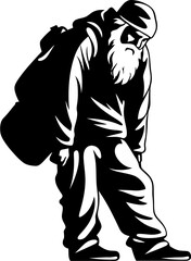 Exhausted Santa Weighted Sack Icon Fatigued Claus Bag Bearing Logo