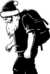 Weary Kris Kringle Sack Carrying Logo Exhausted Santa Weighted Sack Icon