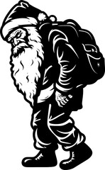 Drained Kris Kringle Laden Shoulder Icon Sleepy Father Christmas Shoulder Borne Emblem