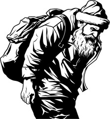 Tired St. Nick Weighed Down Bag Logo Santas Fatigue Shoulder Toting Icon