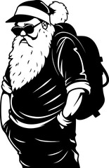 Dreary Kris Kringle Fatigued Shoulder Icon Weary Santa Laden Sack Emblem