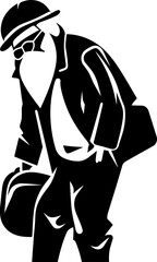 Weary Santa Laden Sack Emblem Exhausted Father Christmas Sack Carrying Symbol