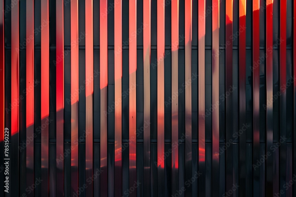 Poster AI generated illustration of a striped red and black background in sunlight