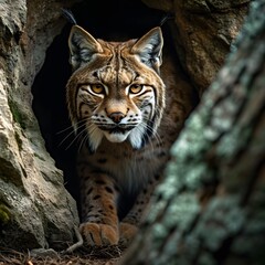 AI generated illustration of a lynx in a forest
