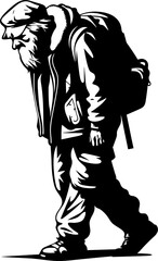 Fatigued Santa Shoulder Strain Symbol Drained Father Christmas Laden Bag Logo