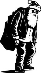 Santas Burden Tired Shoulder Emblem Wearied Saint Nick Sack Carrying Logo