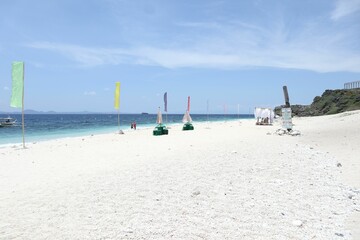 Natural view of the long white beach in Fortune Island, Nasugbu, Batangas, Philippines