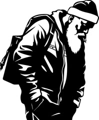 Dreary Father Christmas Shoulder Strain Emblem Weary Santa Sack Carrying Logo