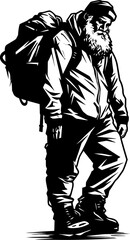 Worn Out Claus Shoulder Strain Logo Overworked Santa Laden Bag Icon