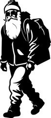 Fatigued Claus Bag on Shoulder Icon Exhausted Kris Kringle Weary Sack Emblem