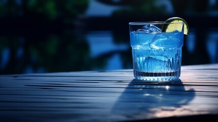 Tasty blue lagoon cocktail. - obrazy, fototapety, plakaty