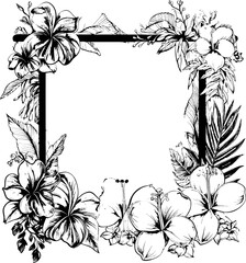 Tropical Tracery Exotic Foliage Boundary Design Floral Fantasy Tropical Bloom Icon
