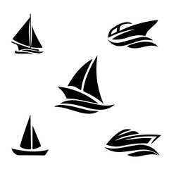 set of sailing ships 5 icon and vector design five vector 