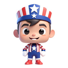 3d render of an american soldier with flag on Isolated transparent background png. generated with AI