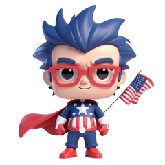 3d render of an american soldier with flag on Isolated transparent background png. generated with AI