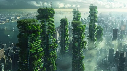 Vertical farming skyscrapers producing food in urban environments