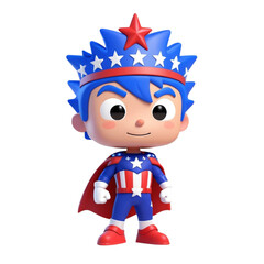3d render of an american soldier with flag on Isolated transparent background png. generated with AI