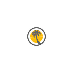 Digital illustration of a creative round palm tree brand logo design for businesses
