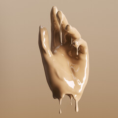 Dripping paint hand, liquid cosmetic product concept 3d rendering - 785153256