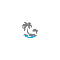 Digital illustration of a creative round palm tree brand logo design for businesses