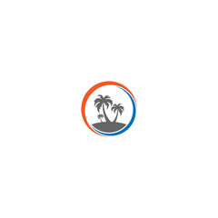 Digital illustration of a creative round palm tree brand logo design for businesses