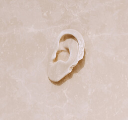 Ear on the wall, human ear organ 3d rendering